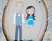 custom couple portrait painting on wood