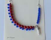 Agate and Coral bead necklace - Message in a bottle 'je t'aime' - personalized