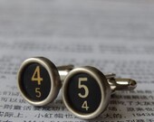 Upcycled eco black typewriter key cufflinks -  45 and 54