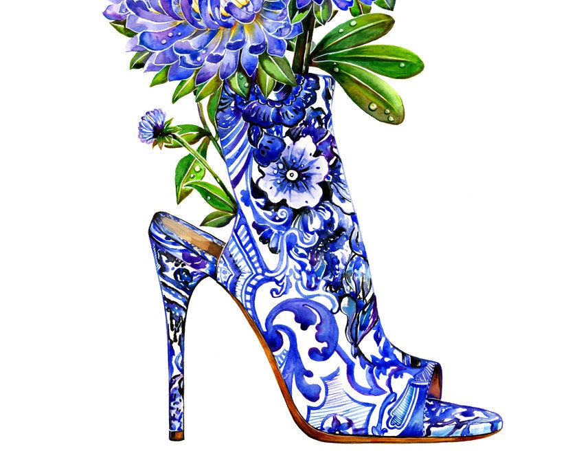 Illustrated high heel shoe - Watercolor Fashion illustration