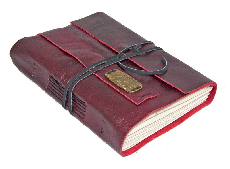 Red Leather Journal with Bookmark