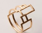 Grid Ring No.2 - 14k Gold Ring, Unisex ring, wedding ring, wedding band, mens ring, hammered ring