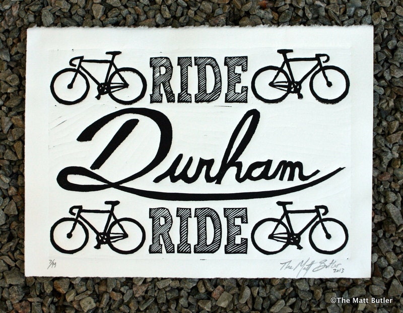 Durham Bike Linocut Print