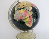 Vintage World Globe - 1950 Replogle 12"  Starlight Black Oceans Globe