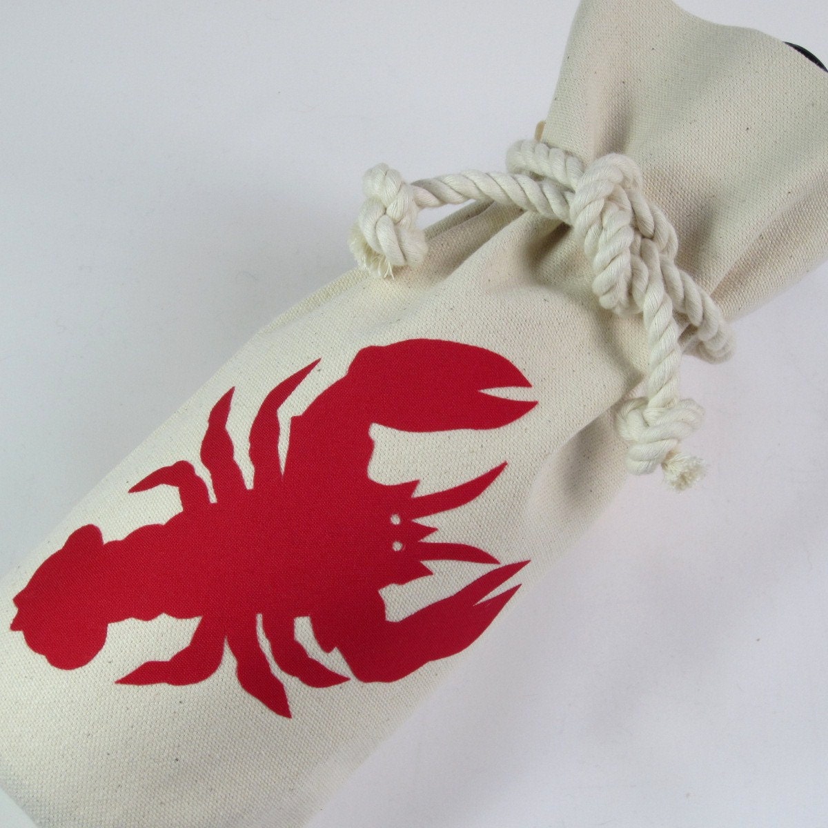 Wine Bag Red Lobster Canvas Nautical Preppy Summer Wedding Favor Bridesmaid Tote