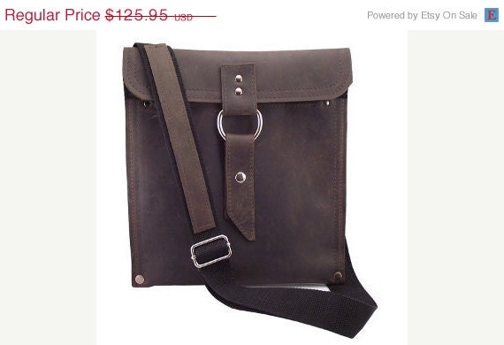 SALE 13" Leather Laptop Bag New: Made in the U.S.A. - Rustic Brown Slim Traveler - 13" Air -