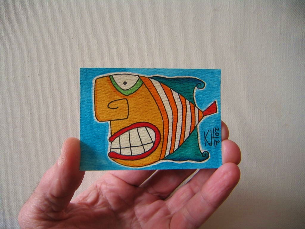 Fish, Original ACEO Watercolor by Fig Jam Studio