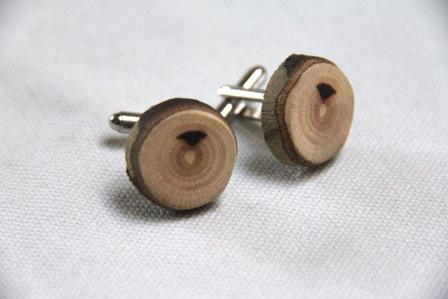 cuff links - ONE PAIR of natural wood cuff links made from Sycamore