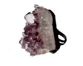Druzy Raw Amethyst drusy Crystal druzzy Quartz huge stone oryginal rustic designe retro charms adjustable energetic  ring tiffany technique