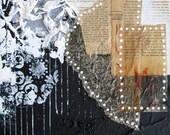 abstract mixed media painting in black and white.  mending with sunshine.