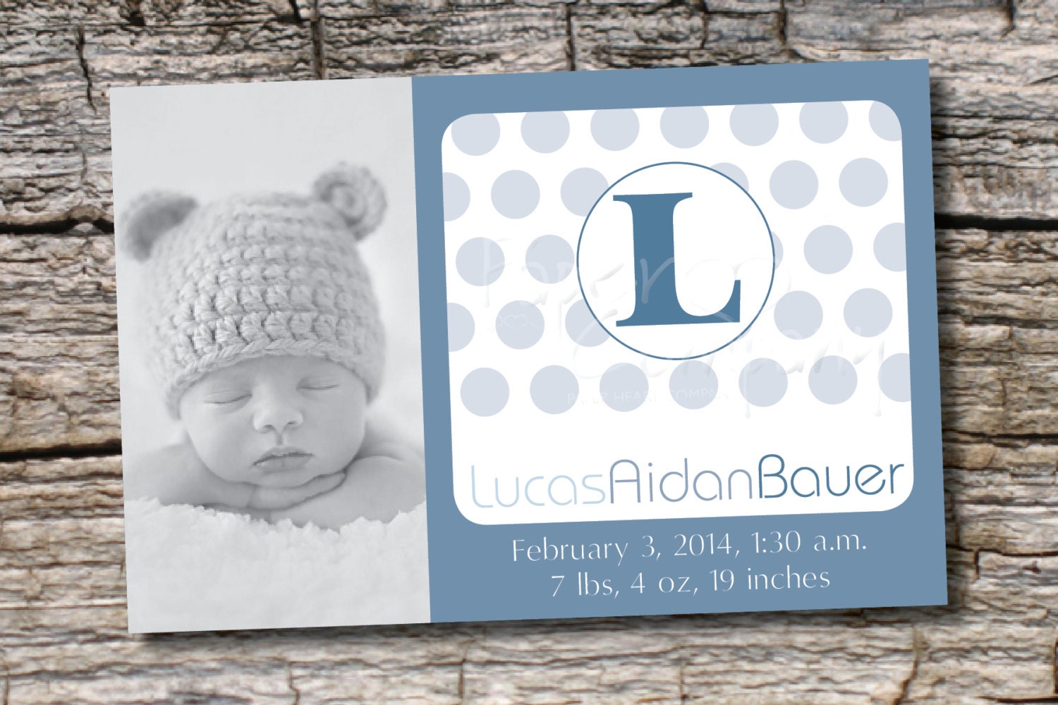 MODERN INITIAL Photo Birth Announcement/Baby Girl/Baby Boy - You Print Il_570xn