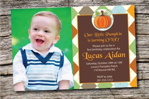 LITTLE PUMPKIN First Second Birthday Photo Party Invitation Printable diy Customizable Il_570xn