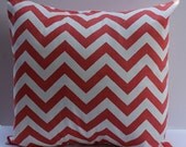 NEW - Coral Pink and White Zig Zag Chevron 18" Pillow Cover