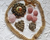 Valentine destash craft lot new and old golds and pinks