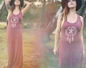 Sea Song Dreamcatcher Screenprinted Eco Friendly Racer Maxi Dress