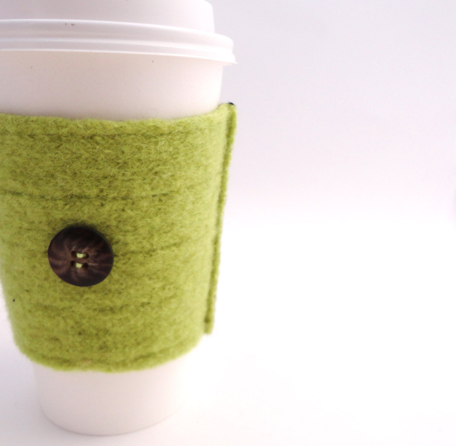 Coffee Cozy LIME & BLACK Felted Sweater Wool Coffee Cosy / Coffee Sleeve / Coffee Sweater by WormeWoole