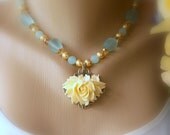 Summer Rose Necklace-Earrings Set, Statement Necklace, Beadwork Necklace, Pearl Necklace, Bridal Jewelry, Birthday, Mother's Day Jewelry
