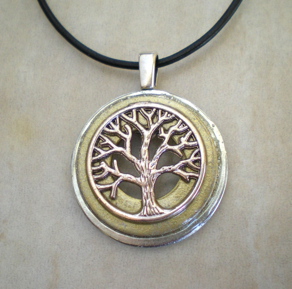 Tree of Life Necklace: Golden - Tree Jewelry - Washer Necklace - Men's Necklace - Men's Jewelry - Father's Day - Wiccan Jewelry