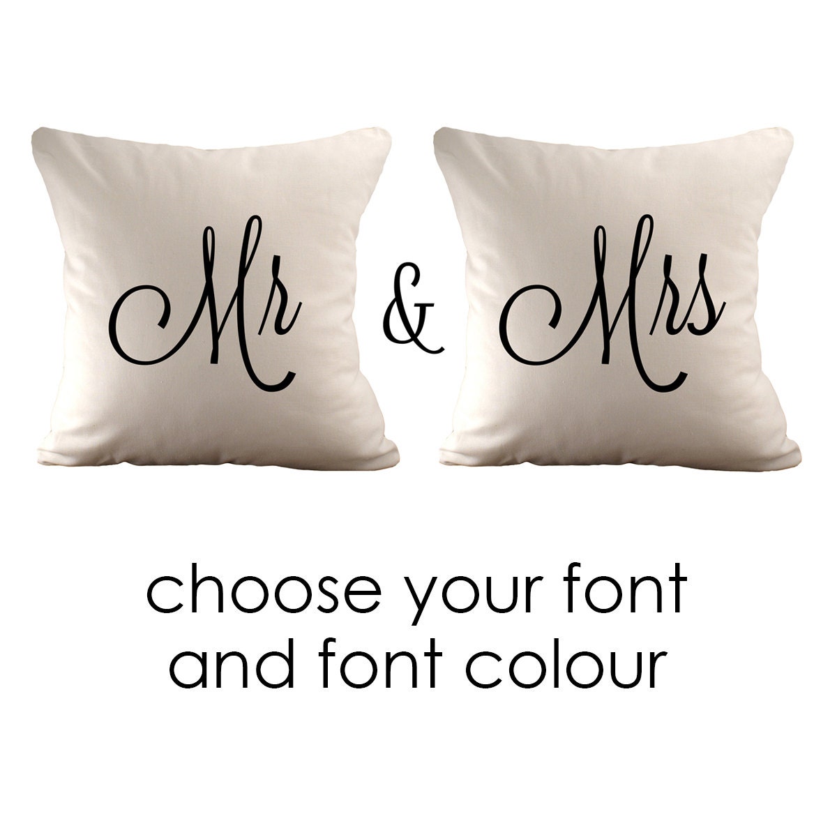 Mr & Mrs - Hemp and Organic Cotton Cushion Covers - 18x18