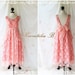 A Party Dress - Floor Length - Cocktail Prom Party Wedding Bridesmaid Dinner Dress Full Length Bright Peachy Pink Roses Lace Backless Dress