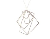 Handmade Jewelry. Sterling Silver Square Wires Necklace. Urban Designer Jewelry