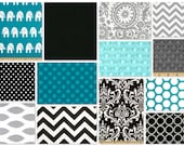Reserved Listing, Custom Crib Bedding, turquoise black and grey