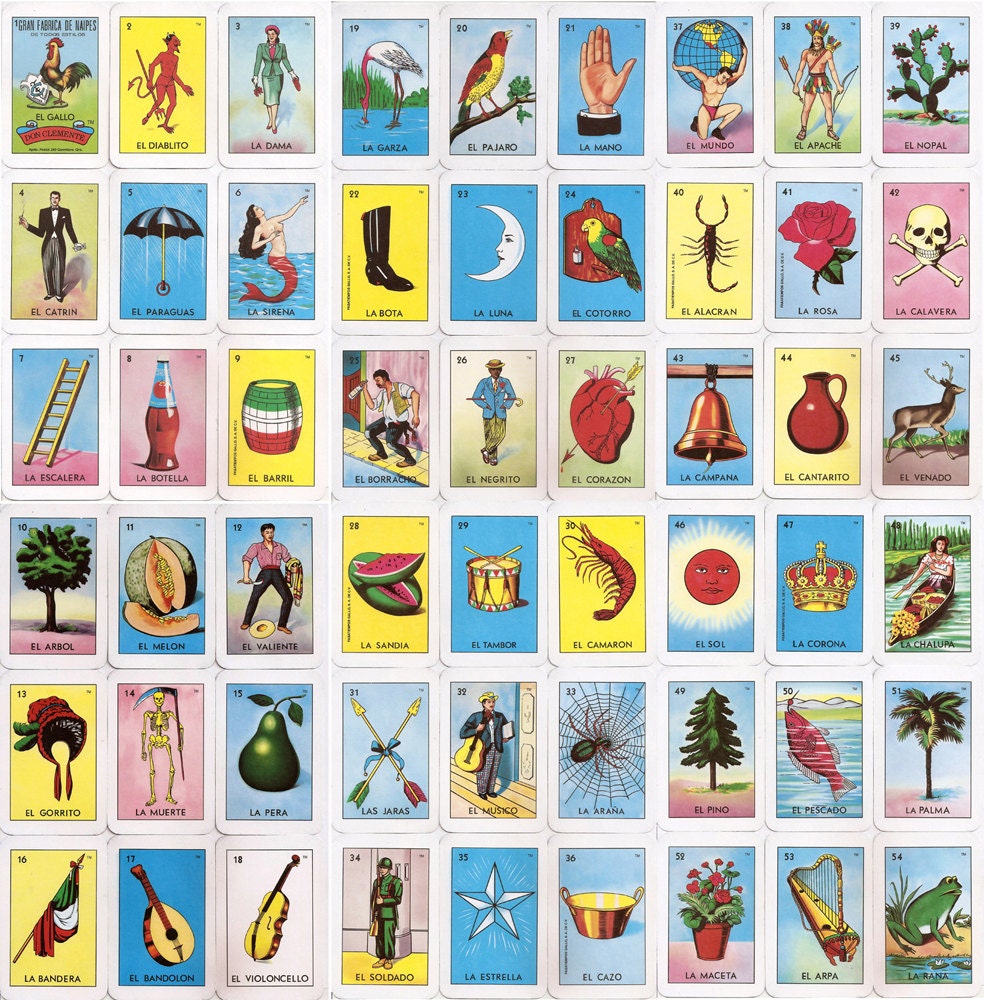 El Corazon Loteria Printed Pillow