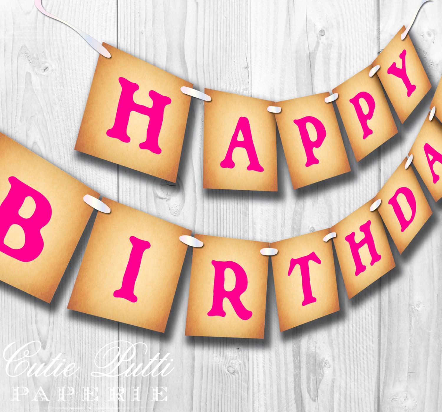 Girl's Pretty Pirate Party - PRINTABLE BIRTHDAY BANNER - Cutie Putti Paperie Il_570xn