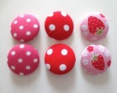 Strawberry Smoothie, Fabric Covered Button Set