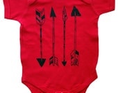 Arrows - Red Color Baby Bodysuit - Red Baby Shirt with Black Arrows - Children's Clothing -  8 colors available