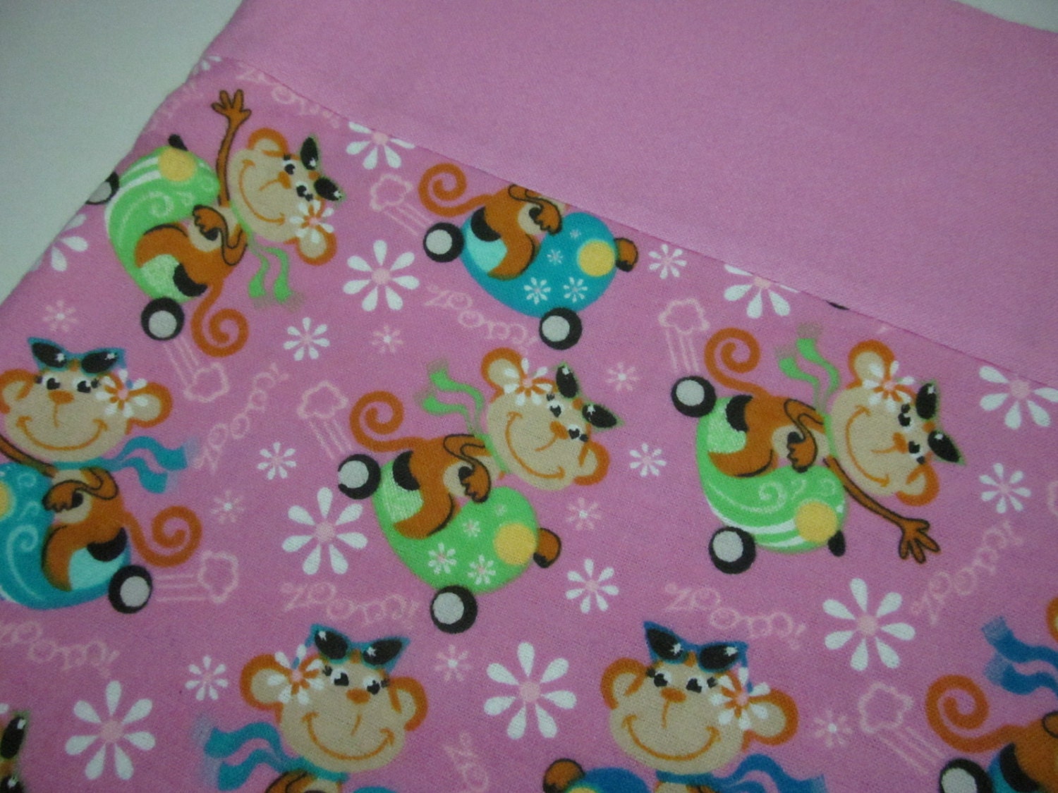 Flannel Pillowcase, Monkeys on Scooters