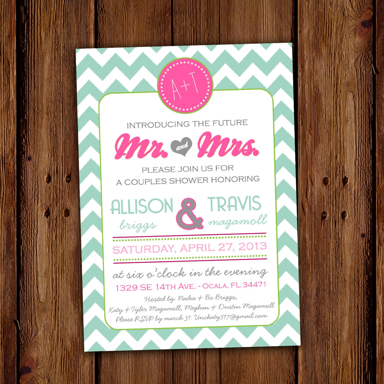 Chevron Engagement Party Invitation - Couples Shower - Save the Date - Rehearsal Dinner - Chevron Stripe