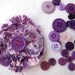 Scrap Fabric Button Brooch, Plum Purple, Shabby Chic, Repurposed