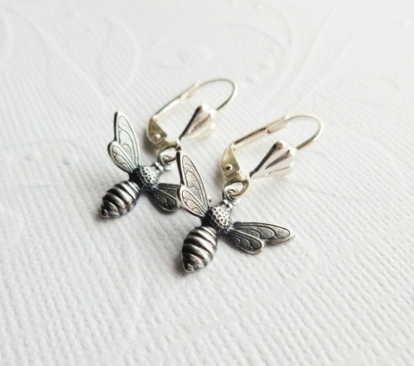 Honey Bee Earrings - Silver