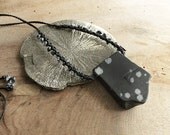 Snowflake Obsidian pendant necklace, jewelry without metal, black macrame natural gemstone jewelry