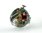 Steampunk Ring - READY TO SHIP Steam Punk Jewelry Swarovsky Crystal Unisex Ring