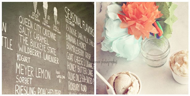 Ice Cream Shoppe - Shabby Chic Pastel Ice Cream Photography Discount Set of Two 8x8 Prints - Tangerine Blue Kitchen Food Photography