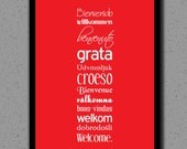 Welcome Print, Housewarming Gift, Typography, Typographic, Fonts, Welcome Home, Wall Art, Wall Decor, Personalized, Custom, Bienvenido, Gift