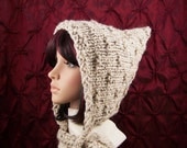 Pixie hat - hand knit chunky hat - oatmeal - handmade winter fashion winter accessories Sandy Coastal Designs ready to ship