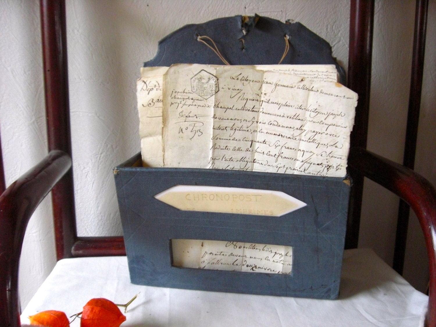 French Vintage Cardboard Desk Mail Box. by sweetbrocante on Etsy