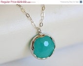 ON SALE Mint Blue Silver Necklace,Mint Necklace,Bride,Wedding,Something Blue. Bridesmaid Necklace,Wedding Necklace,Silver Necklace