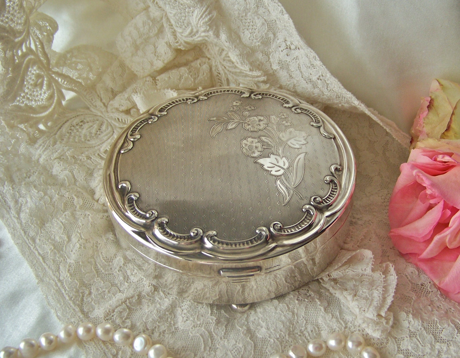 Vintage Silver Plate Jewelry Box Denmark