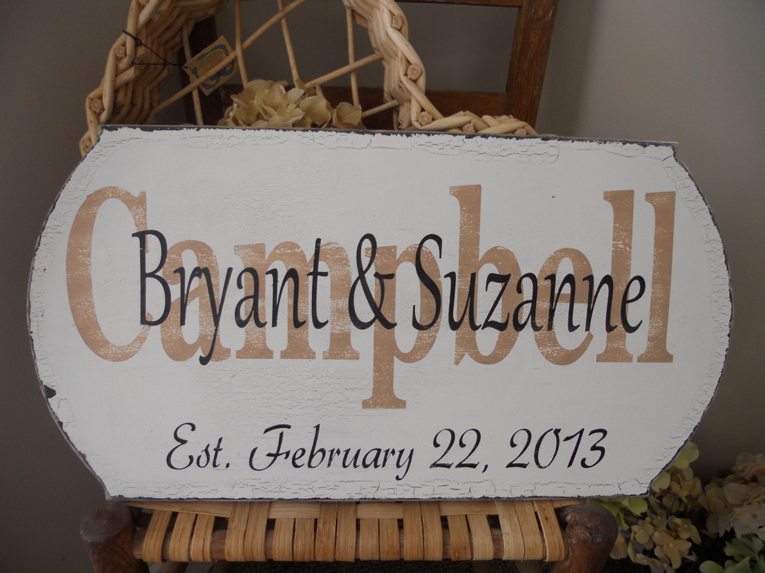Wedding Signs,Personalized,Established Date,Bride Grooms name sign. wood sign, Great Weddign Gift..