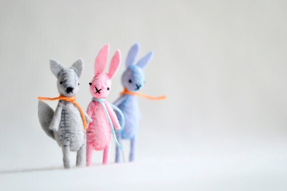 pink miniature felt bunny