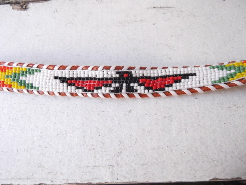 Vintage Beaded Leather Belt