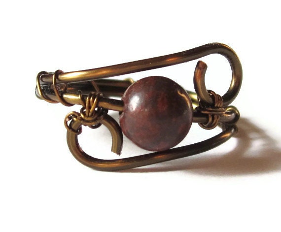 Bohemian Rings - Boho Jewelry - Red poppy Jasper Gemstone Ring - Earthy