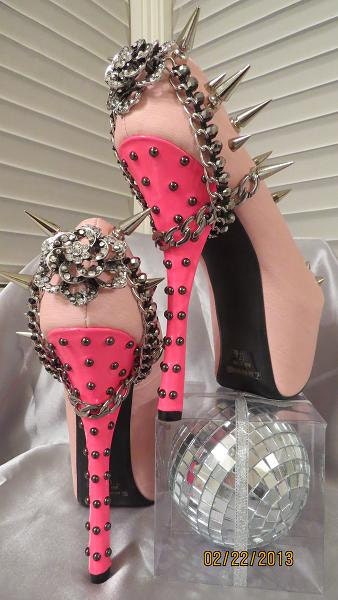 High Heel Platform Spiked Women Shoes  Pink size 7...A SpikesByG Design