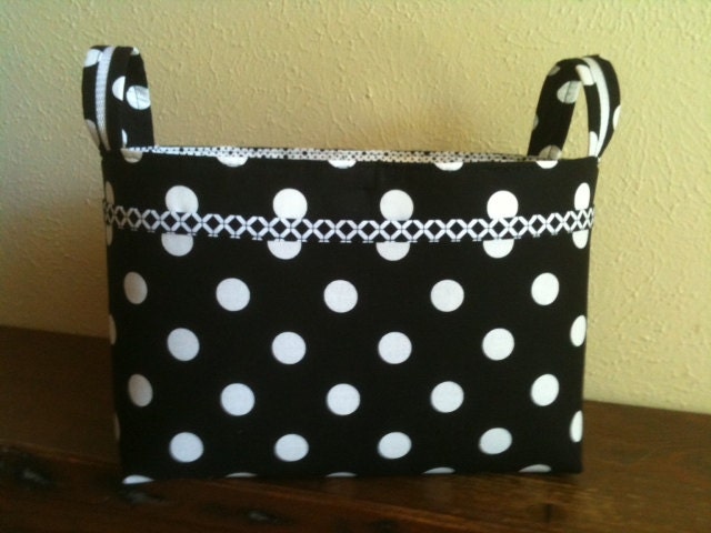 Fabric organizer container bin basket -- black and white