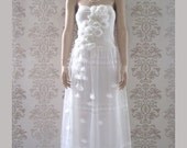 Organza Strapless Woodland Drape Detail Slim Fit Wedding Dresses : WERONI Floral Dress Size S