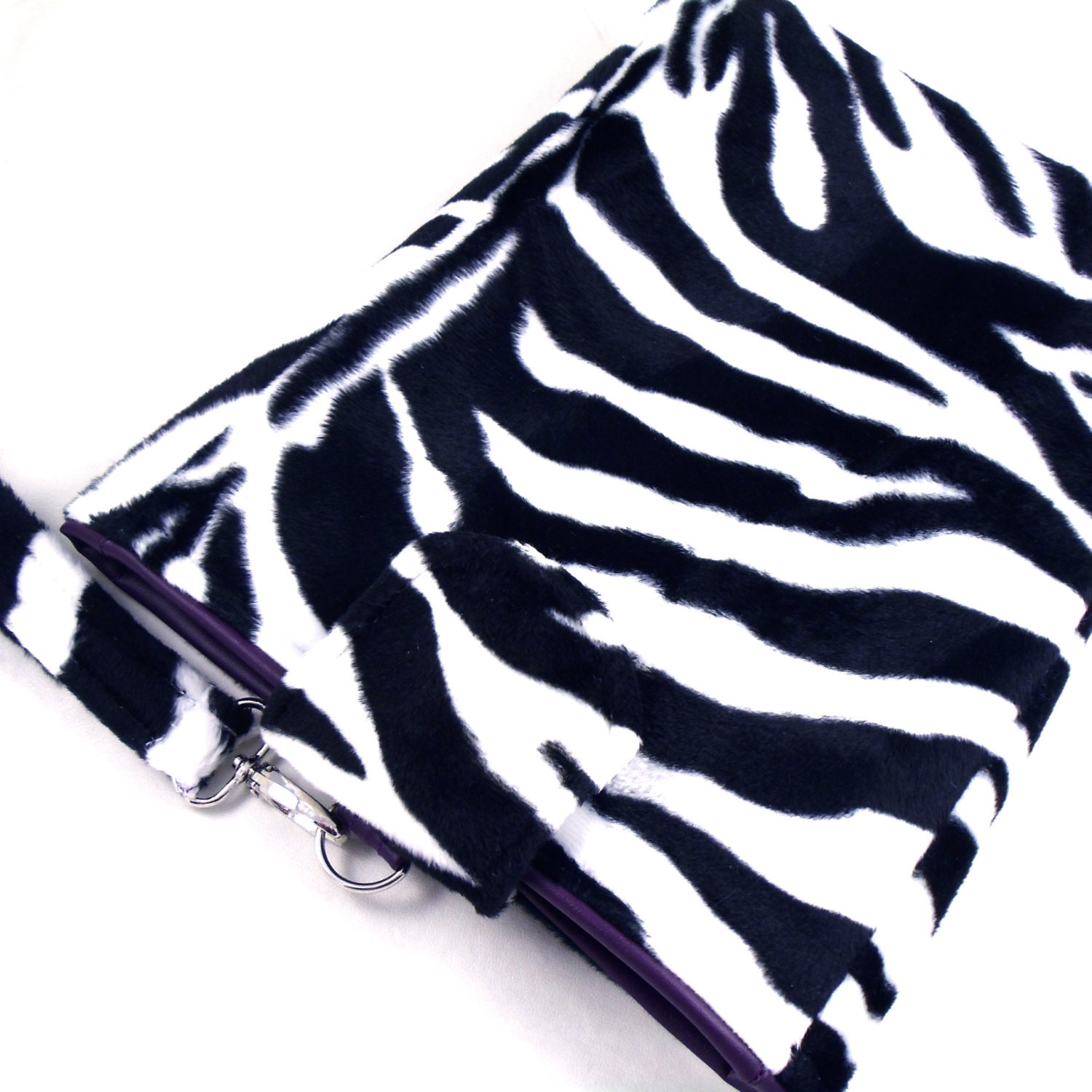 Zebra iPad Case Faux Fur Animal Print Sleeve Cover for Kindle HD, Samsung Galaxy - Made to Order